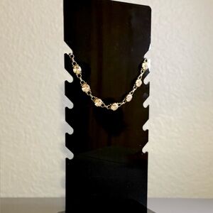 Anthropologie Brass Tone and Pale Pink Crystal Necklace